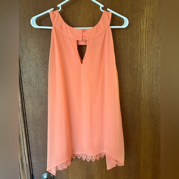 AB Studio *apricot* Flowy Tank with Lace Hem Large - Picture 3 of 7